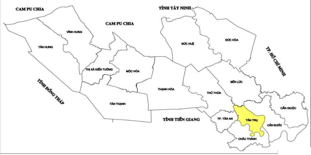 Bản đồ huyện Tân Trụ tỉnh Long An mới nhất